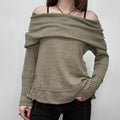 slouchy off the shoulder ribbed jumper