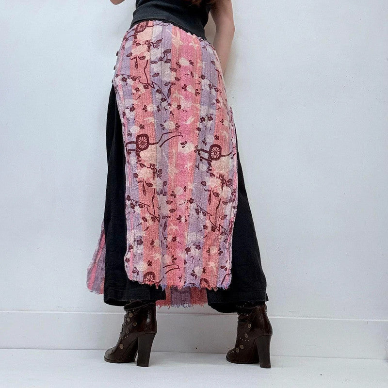 pink layered trousers flap skirt