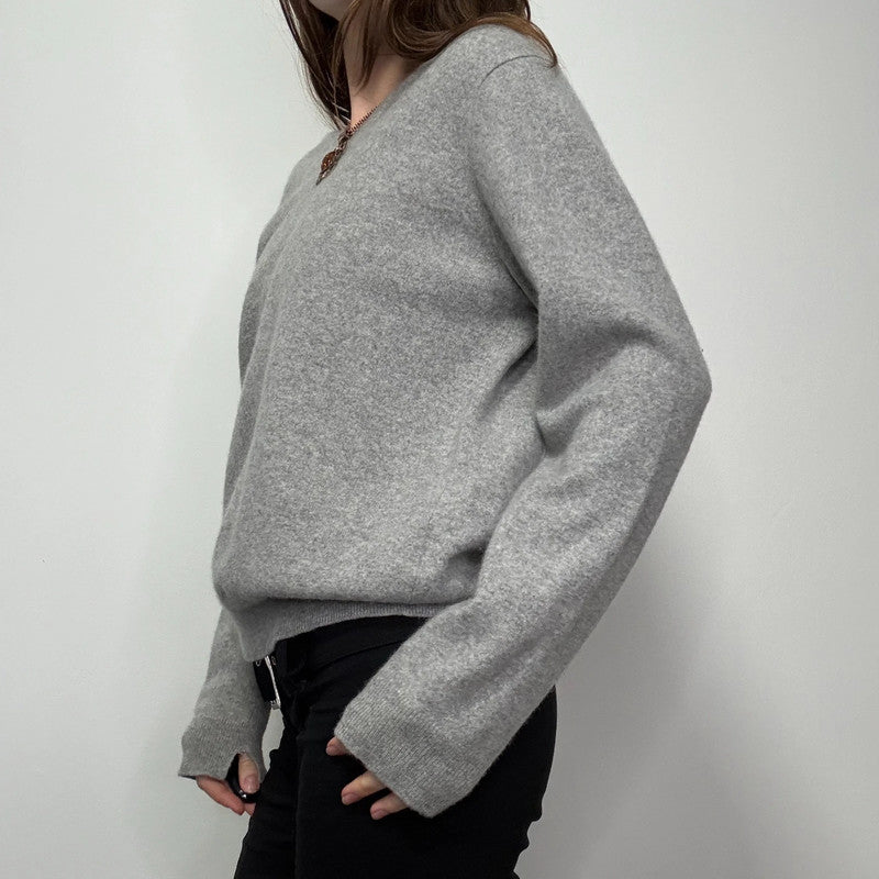 grey cashmere slouchy jumper