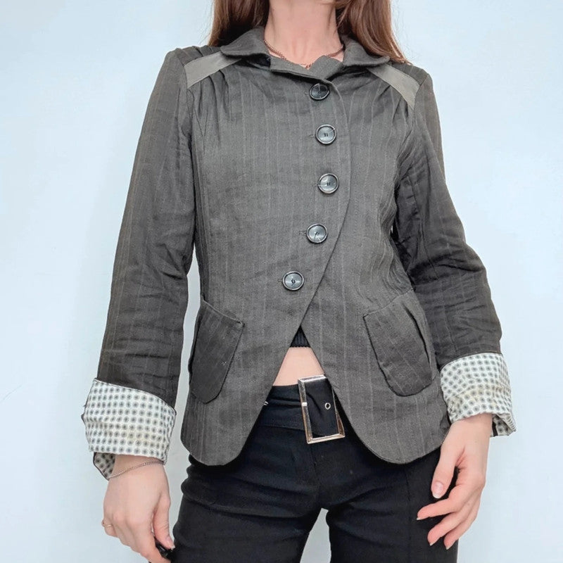 pinstripe flared asymmetric military napoleonic jacket
