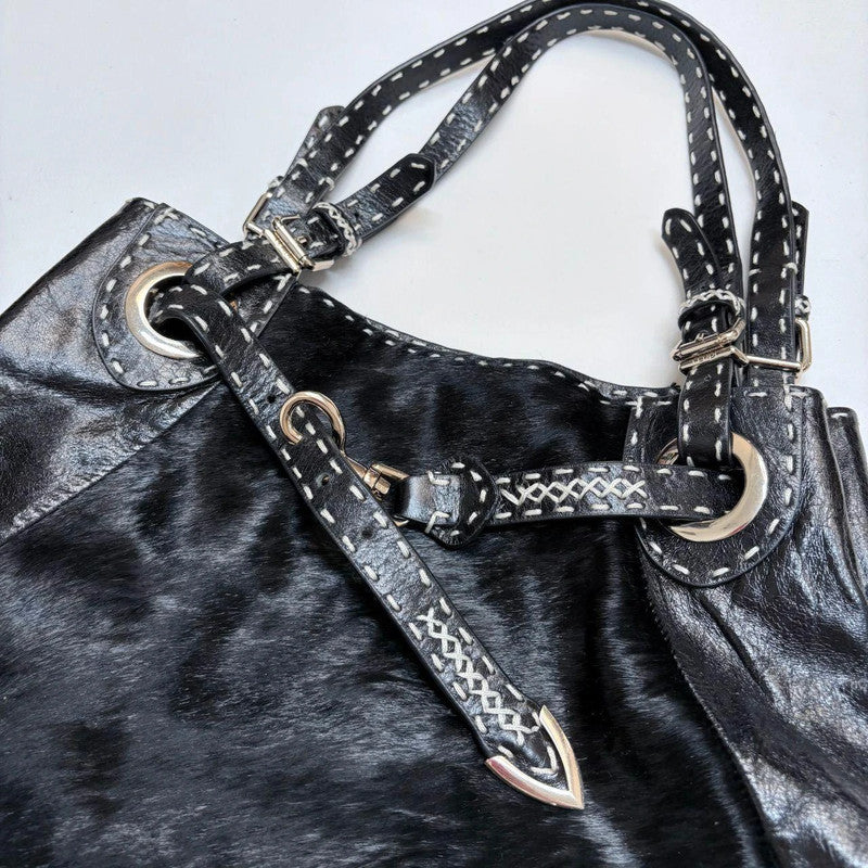black ponyhair Fendi eyelet bag