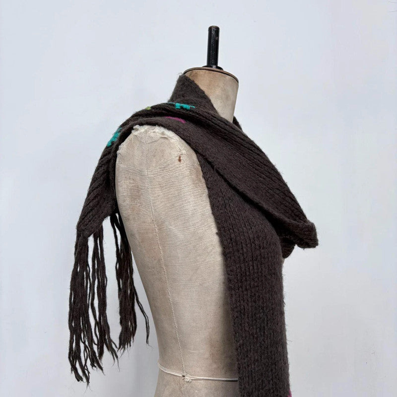 brown flower fairy wool scarf
