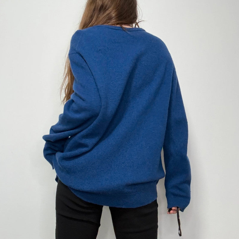oversized blue wool knitted jumper