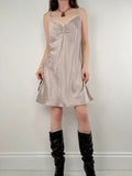 lace satin flared mini dress