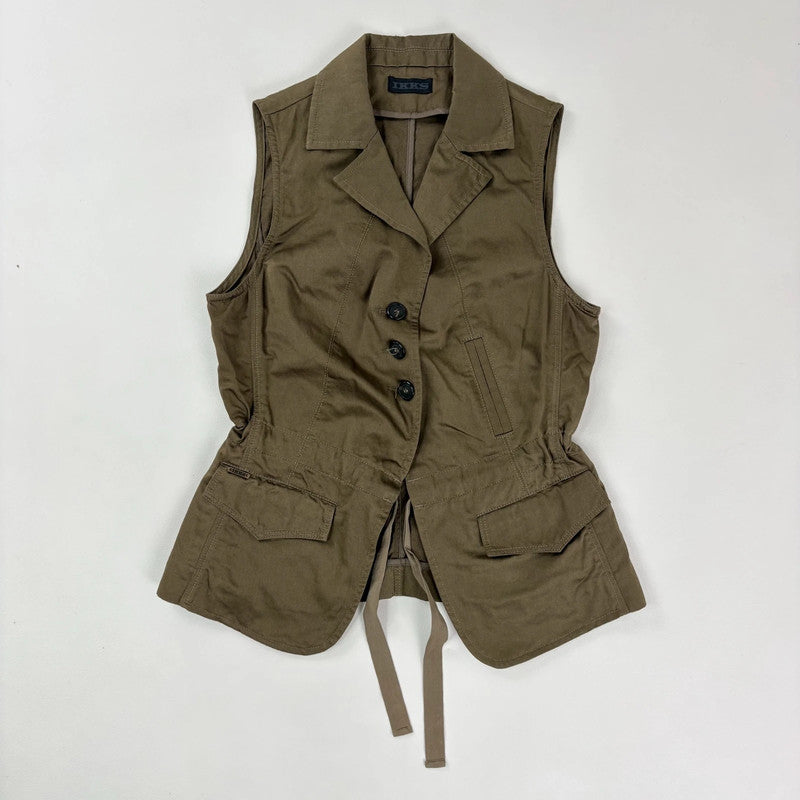 Khaki utility flared military waistcoat