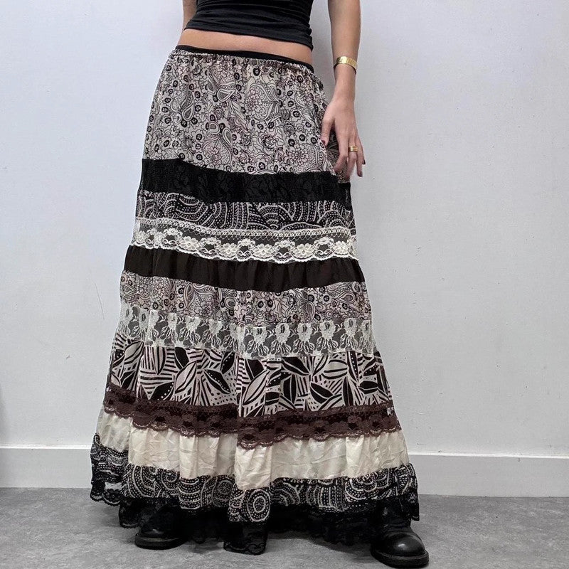 layered lace tiered fairy maxi skirt