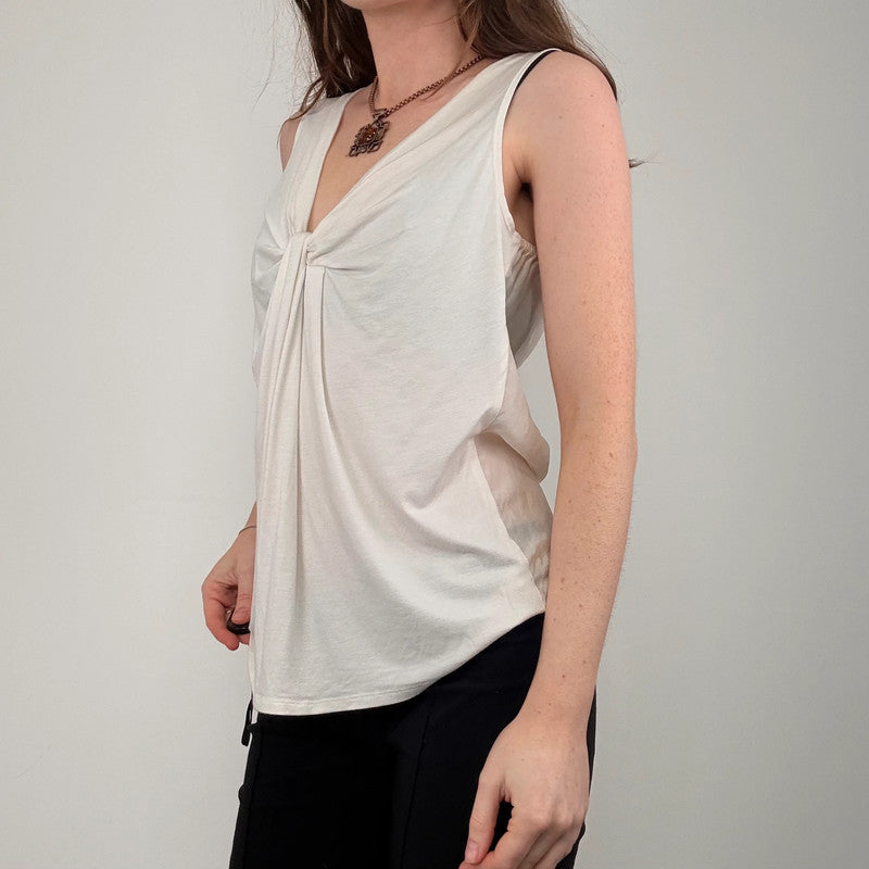 cream gathered slouchy drape vest