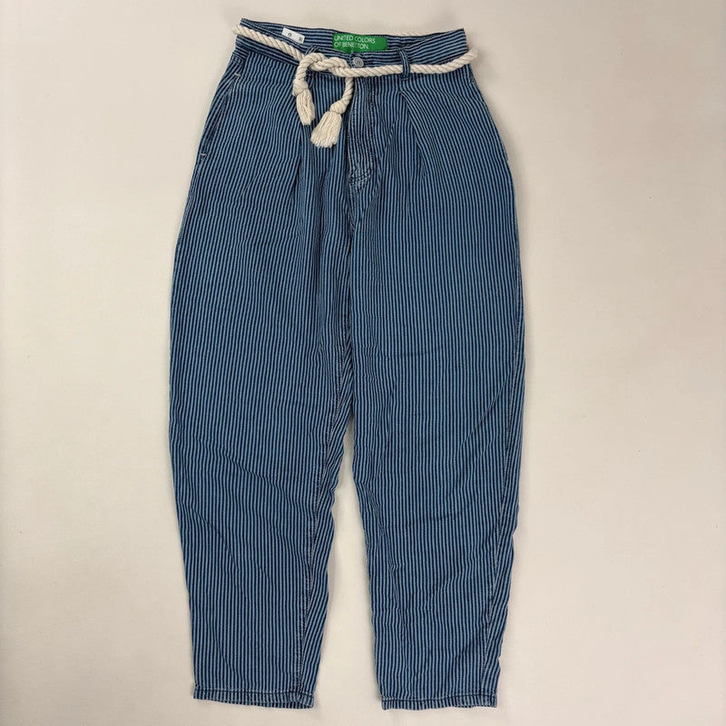 pleated pinstripe barrel trousers
