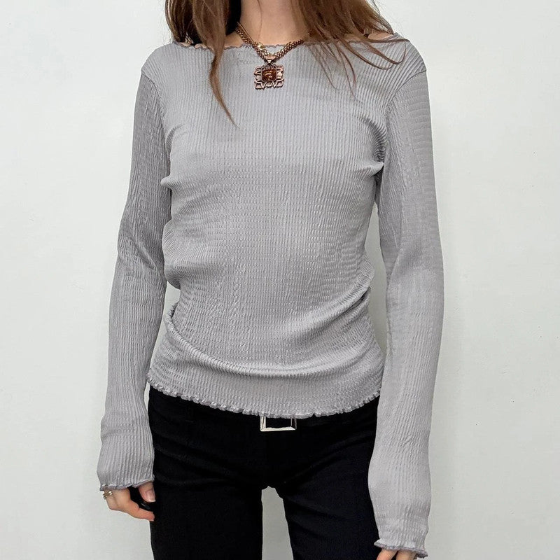 slouchy crinkle wide neck top