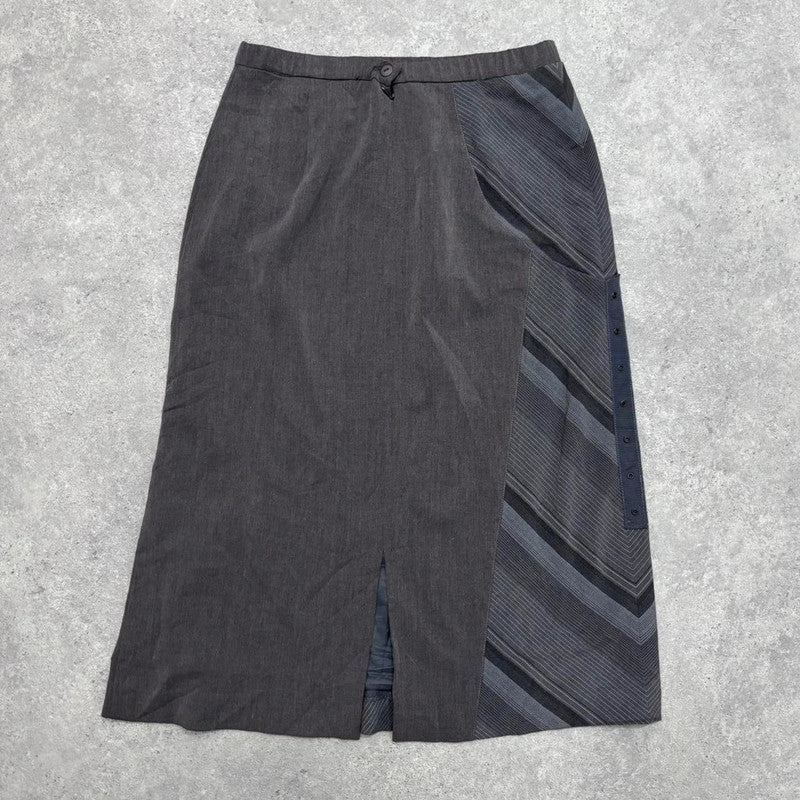 pinstripe grey suit office skirt