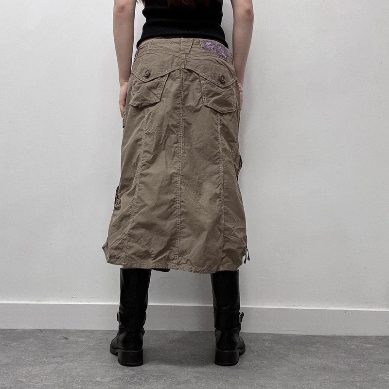 cargo khaki puff skirt