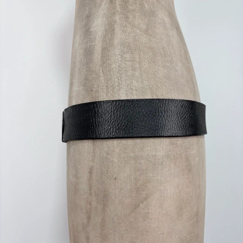black leather studded silver metal belt