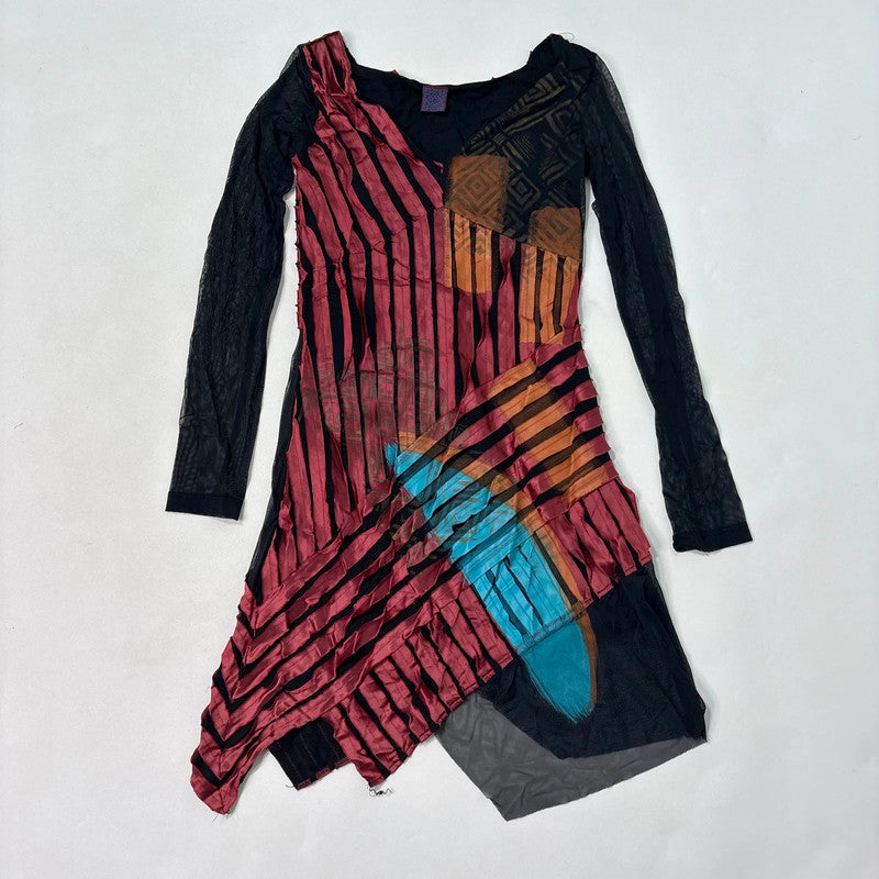 distressed asymmetric midi dress