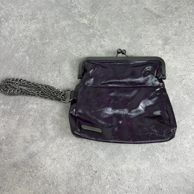 Eyelet studded purple chain 00s chain clutch
