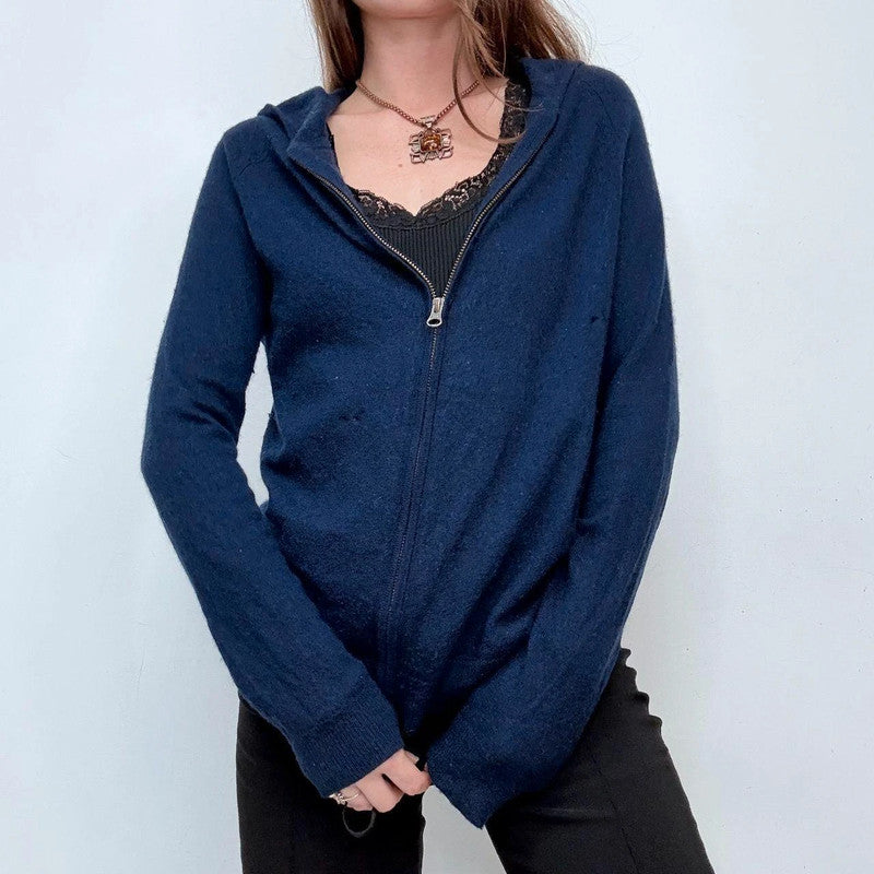 navy cashmere slouchy hoodie