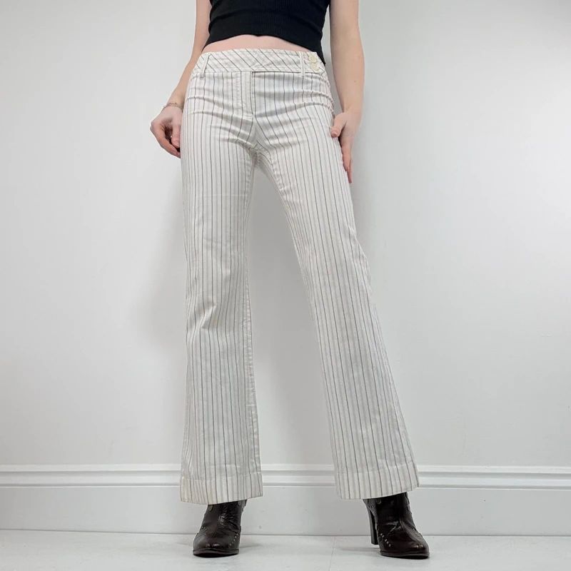 white pinstripe stright leg trousers