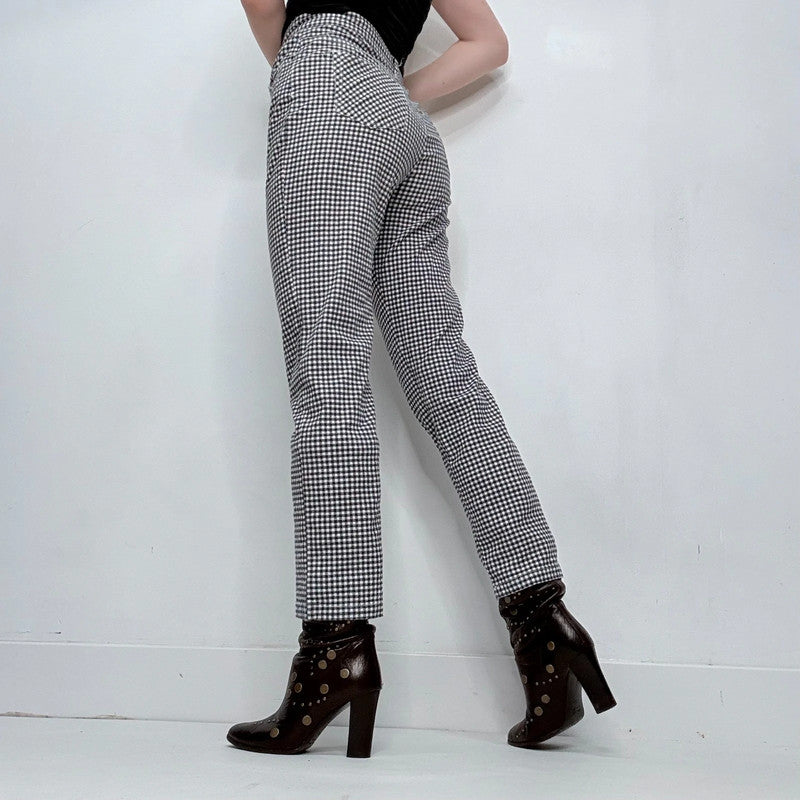 Navy gingham cropped trousers