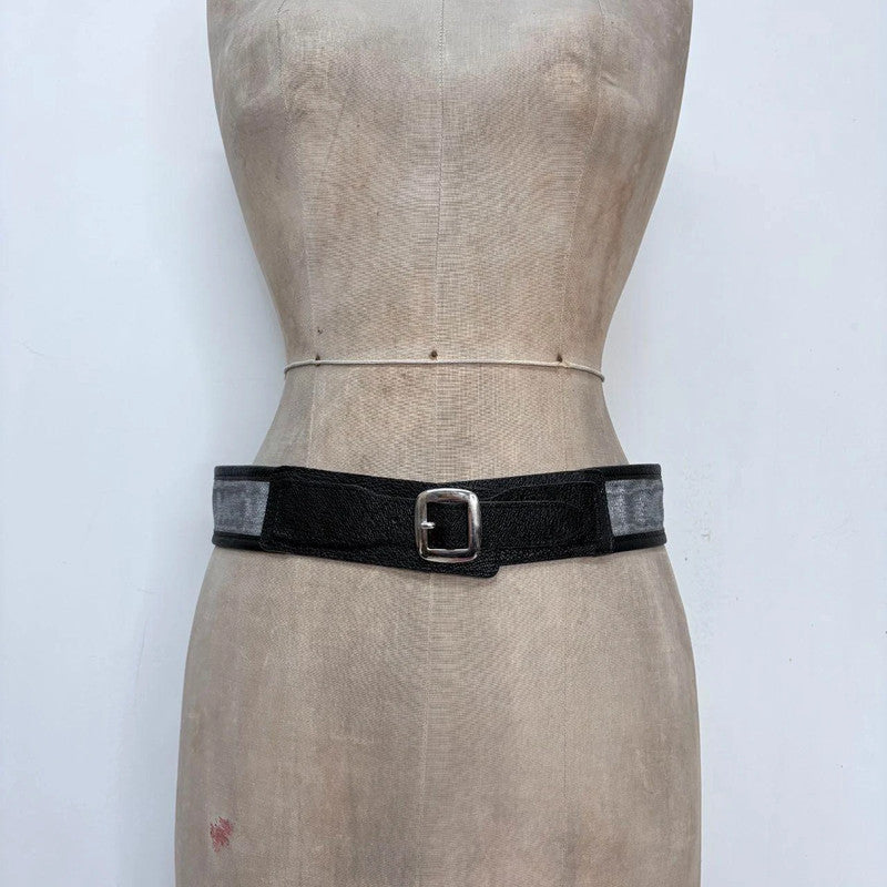 black leather Kenzo silver belt