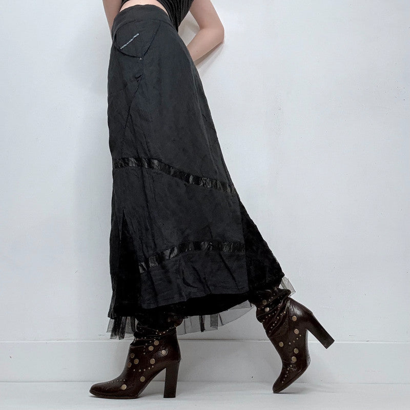 black lace gothic fairy maxi skirt