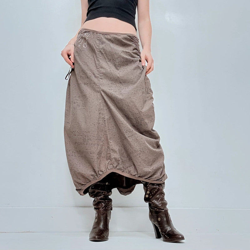 brown cop copine gathered stuctured maxi skirt