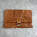 tan lather piercing punky silver hardware clutch bag