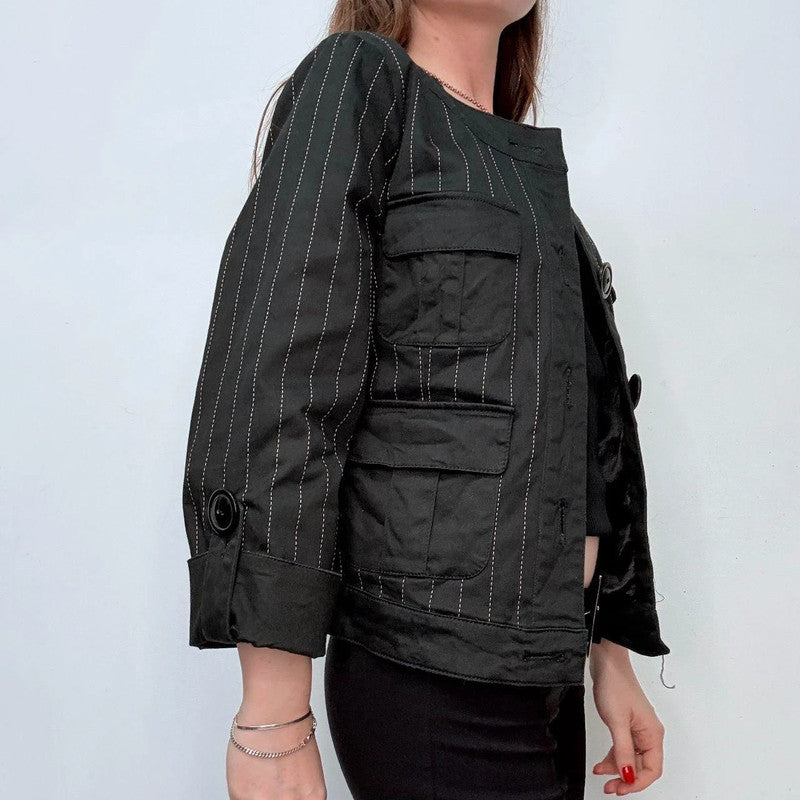 pinstripe oversized button peacoat