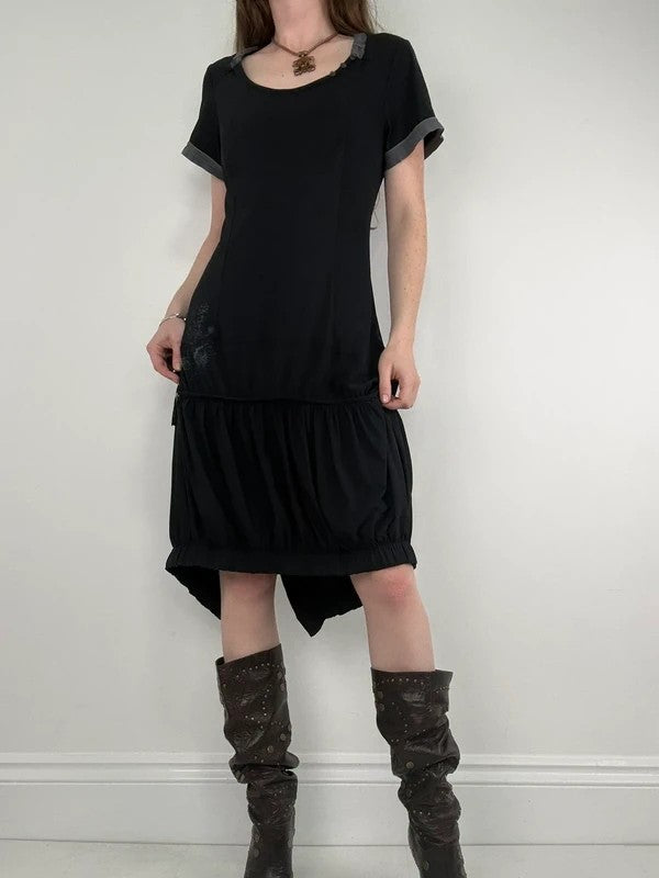 Black jersey slouchy grunge t-shirt dress