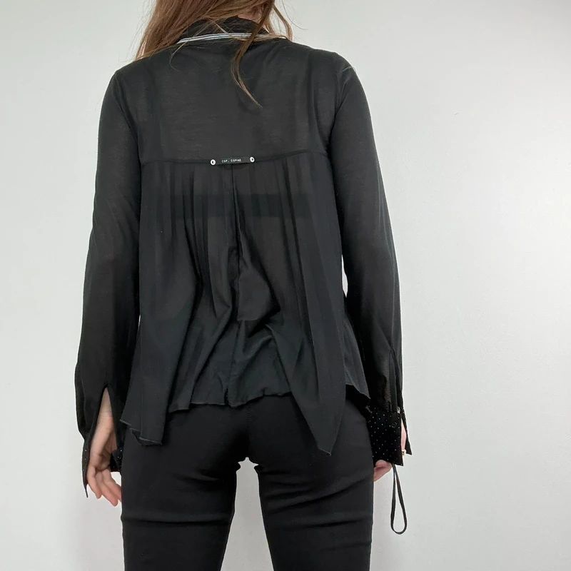 Black Cop Copine pleated flared shirt