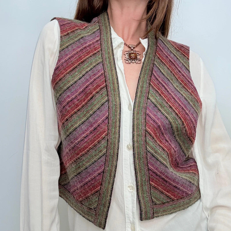 boho wool tapestry cropped waistcoat