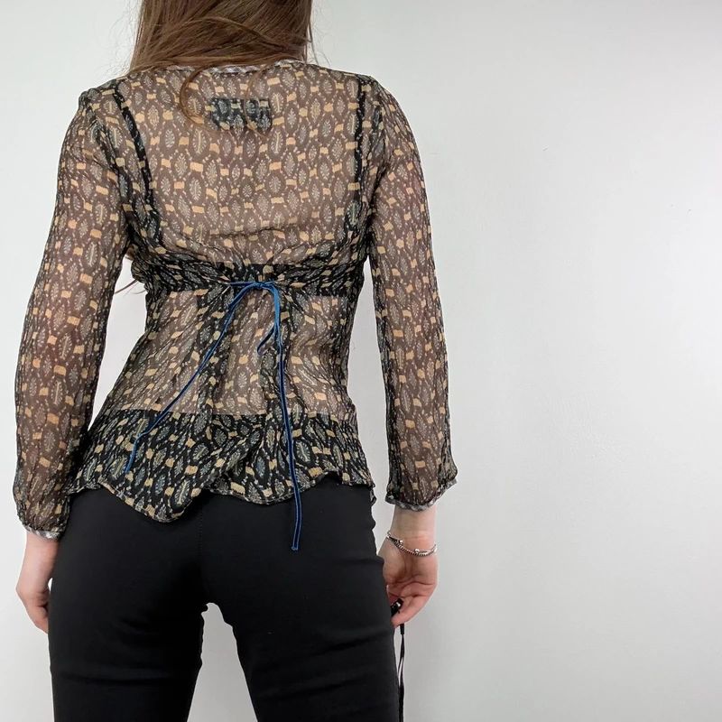 sheer polkadot silk blouse