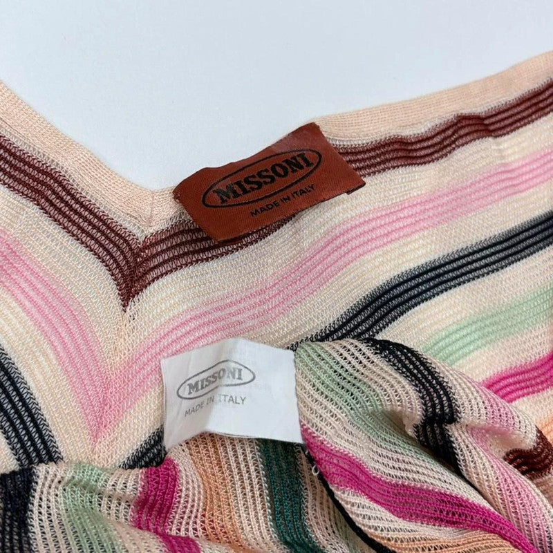 sheer pinstripe Missoni summer asymmetrical dress