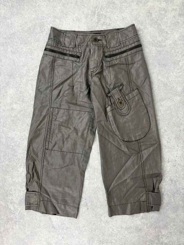 brown stright leg cropped capri pants