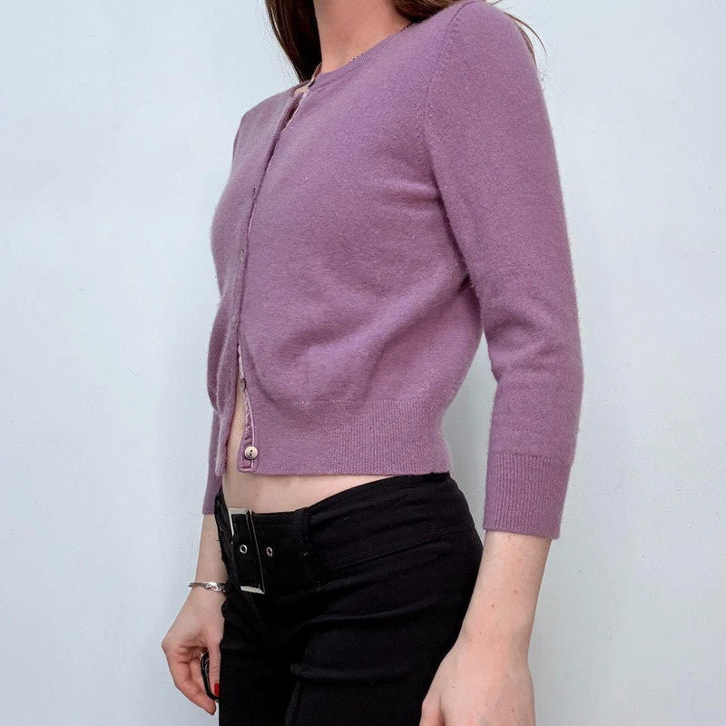 cashmere cropped lilac cardigan