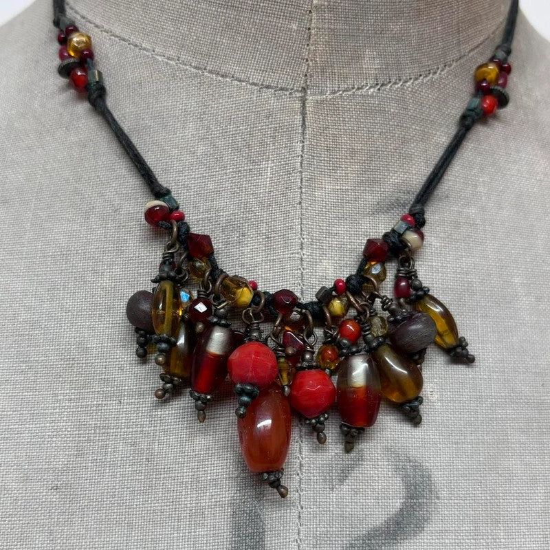 beaded boho summer necklace