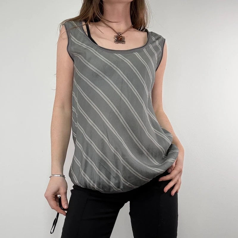 pinstripe silk slouchy grey vest top
