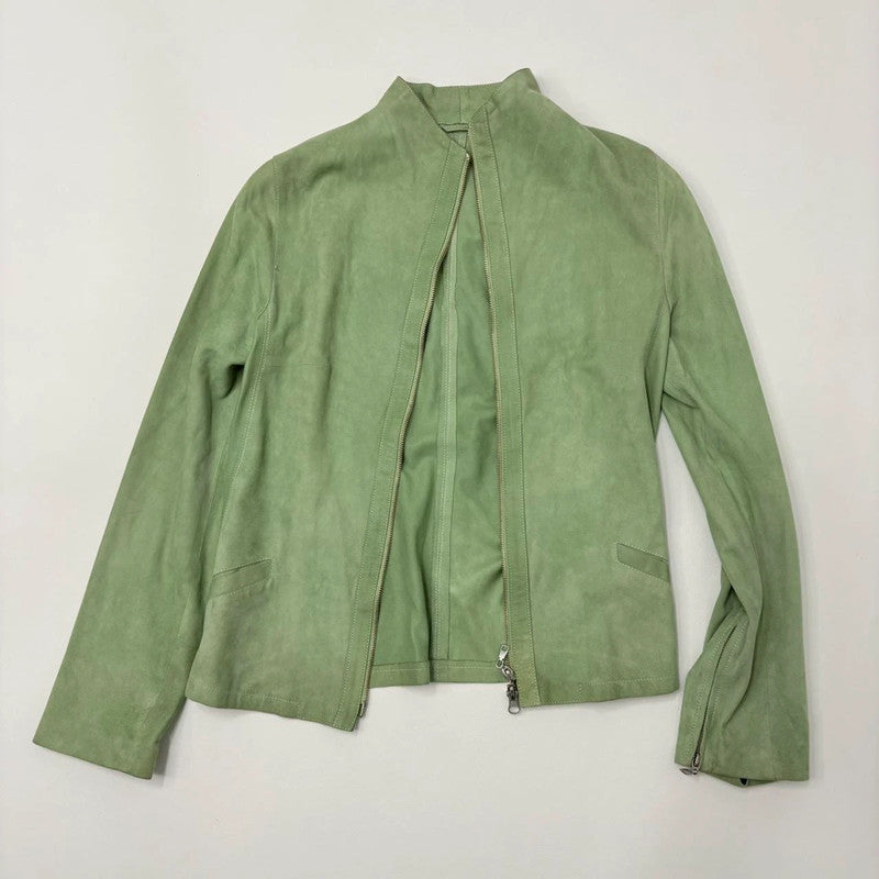fitted green suede jacket