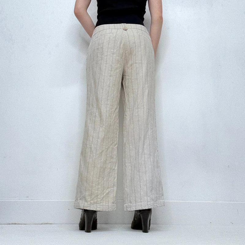 cream striped linen trousers