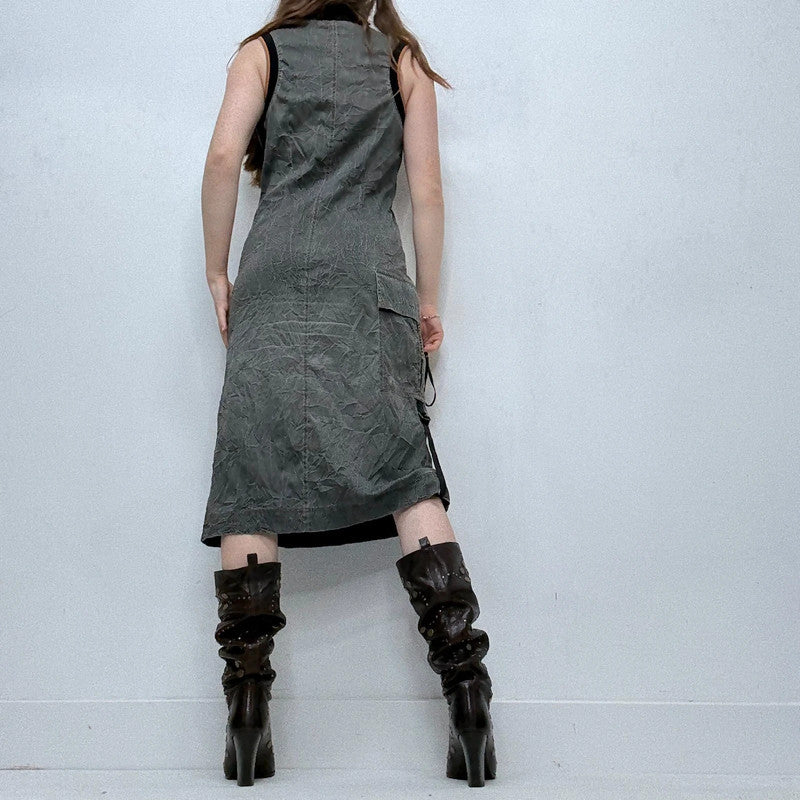 Cop copine distressed crinkle midi dress