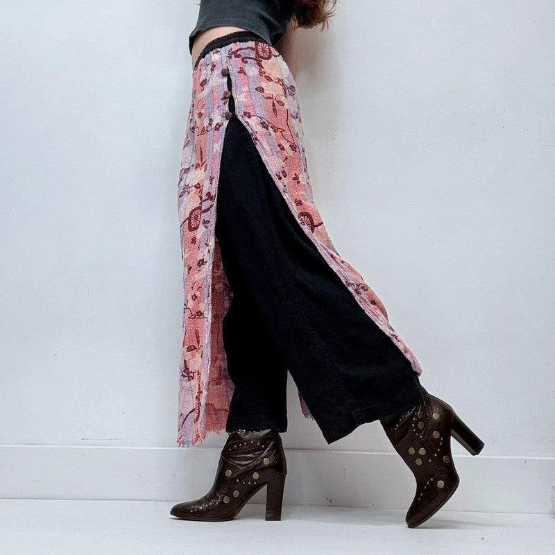 pink layered trousers flap skirt