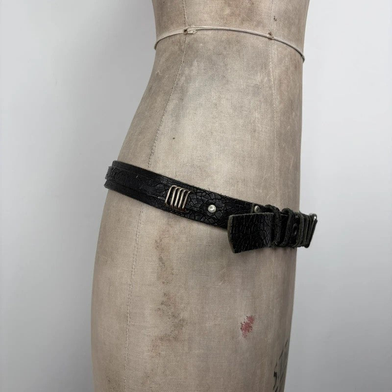black leather eyelet cargo grunge belt
