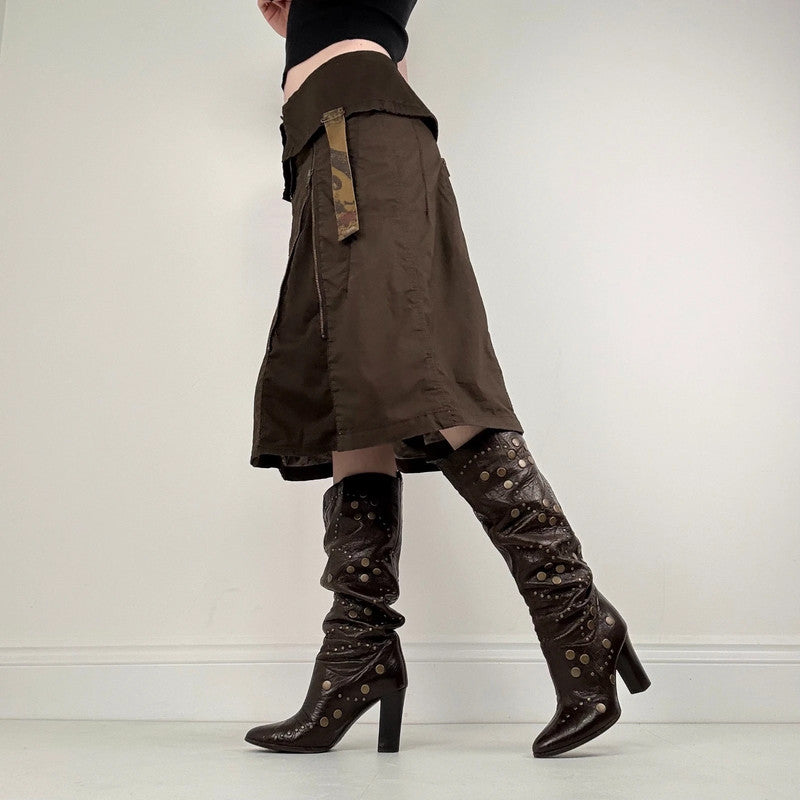 brown stuctured utility skirt