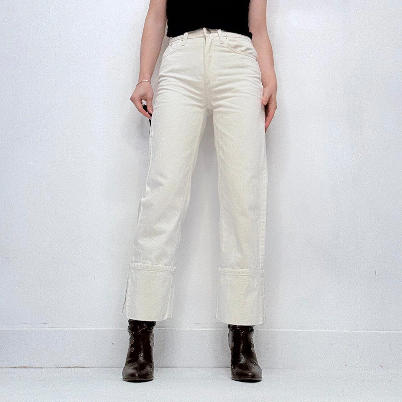 white zara cuffed jeans