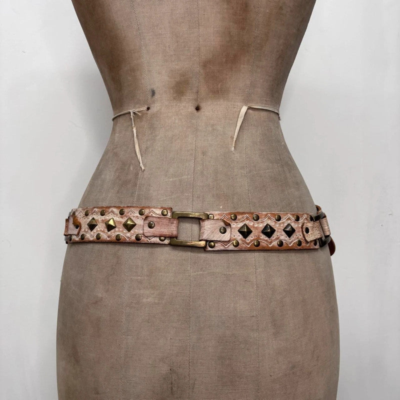 leather studded distressed belt