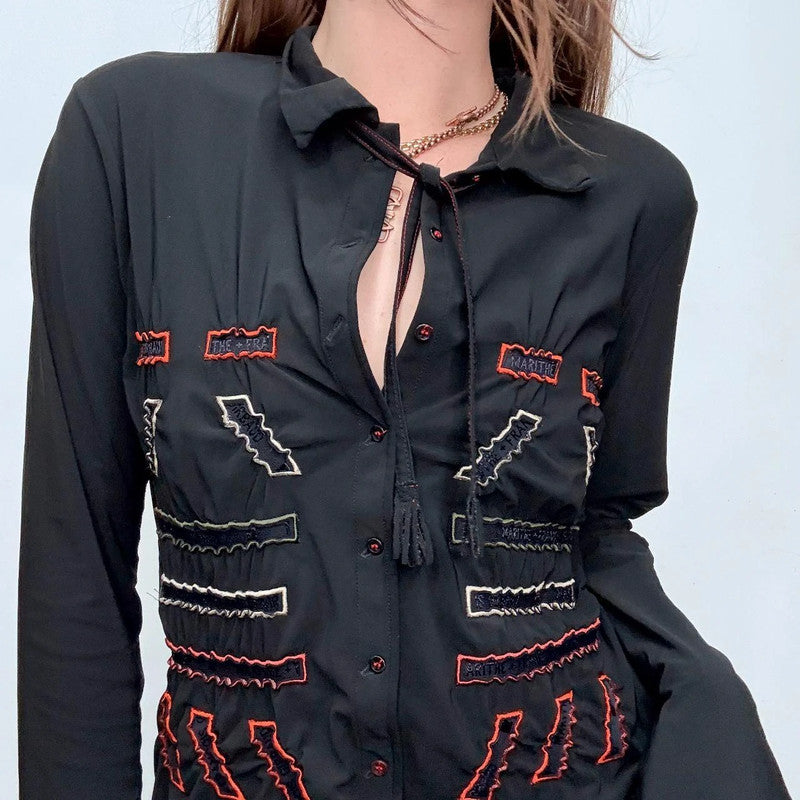 black boho Marithe +  Francois Girbaud shirt