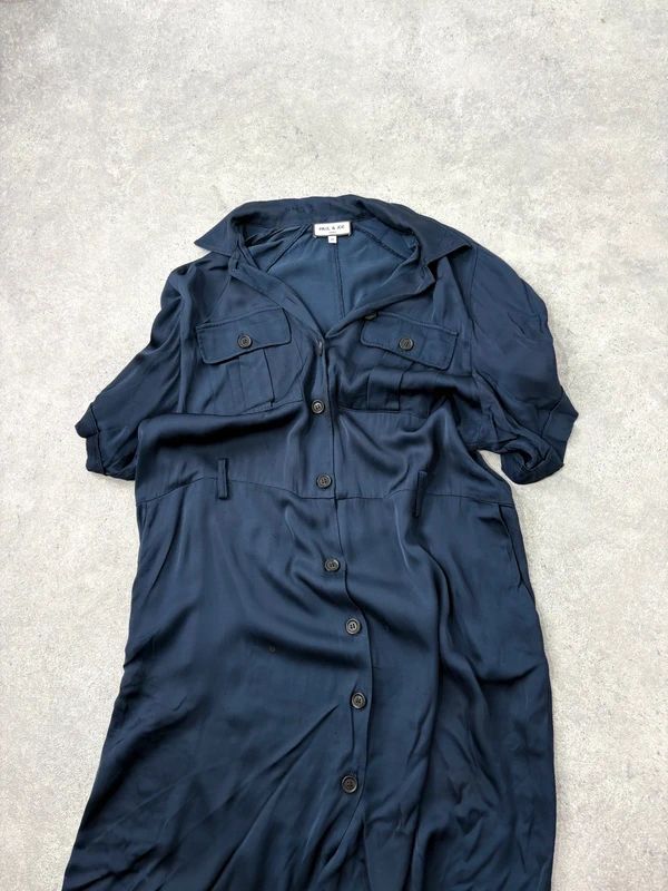 Navy satin Paul & Joe shirt dress