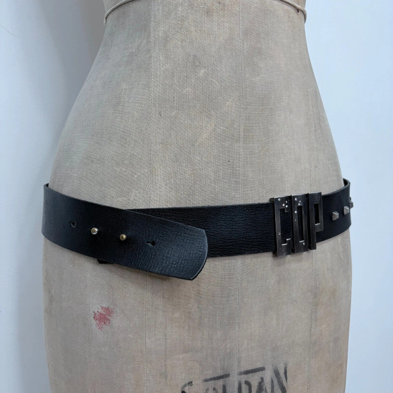 black leather studded Cop Copine belt