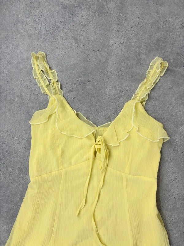 Floaty flutter butter yellow fairy mini dress