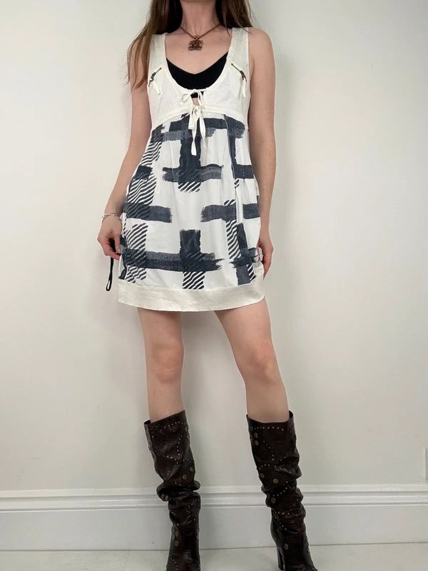 Marithé + François Girbaud graphic checked mini dress