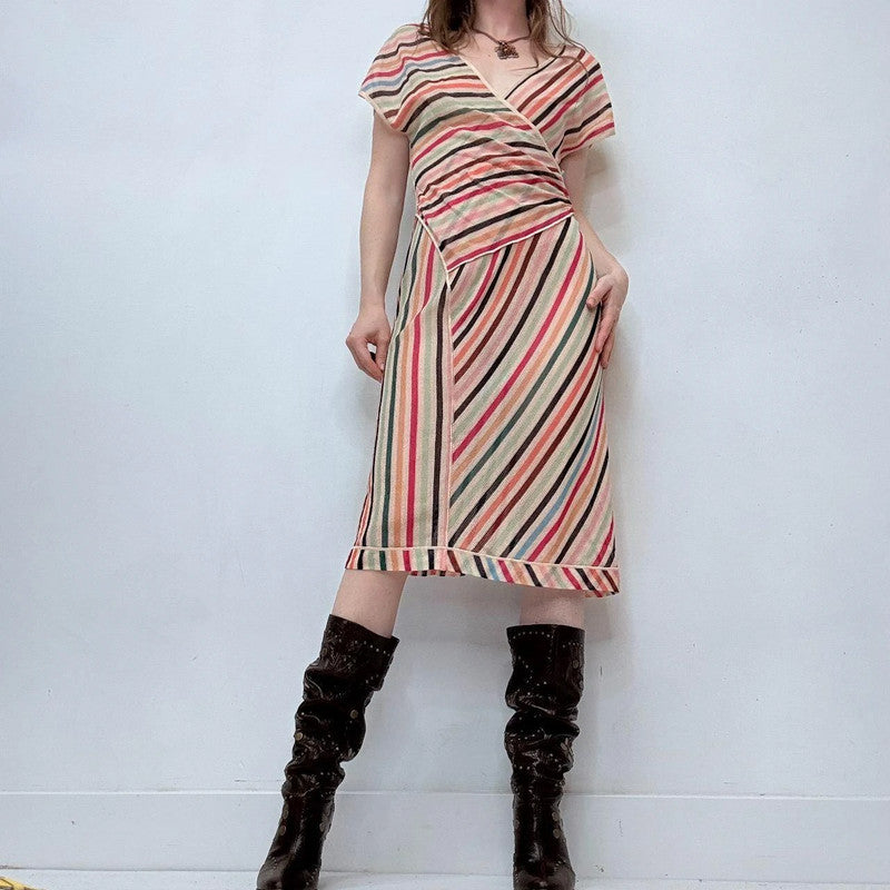 sheer pinstripe Missoni summer asymmetrical dress