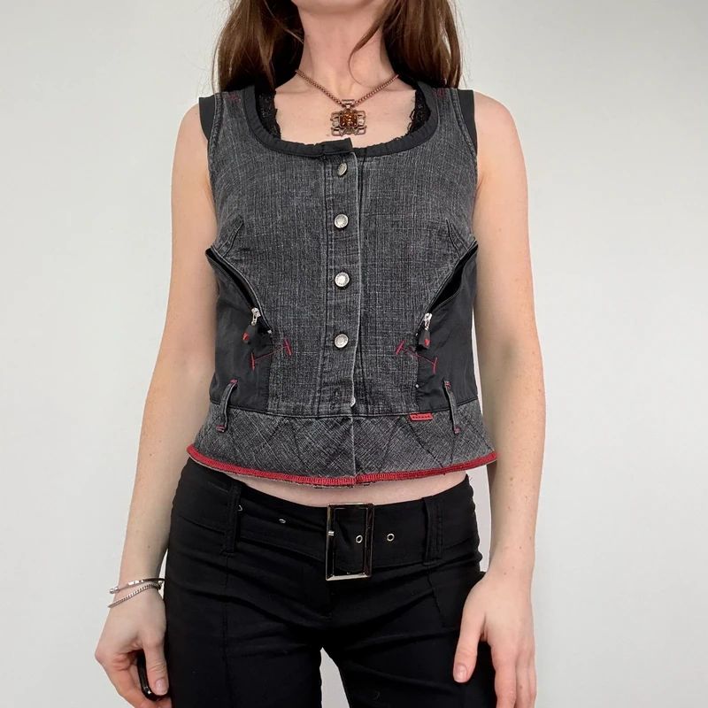 distressed structured utility vest